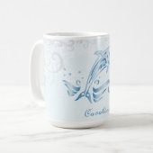 Mug Dauphin bleu Boug de café personnalisé (Devant gauche)