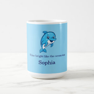 Mug Dauphin bleu mignon et heureux dessin animé créatu