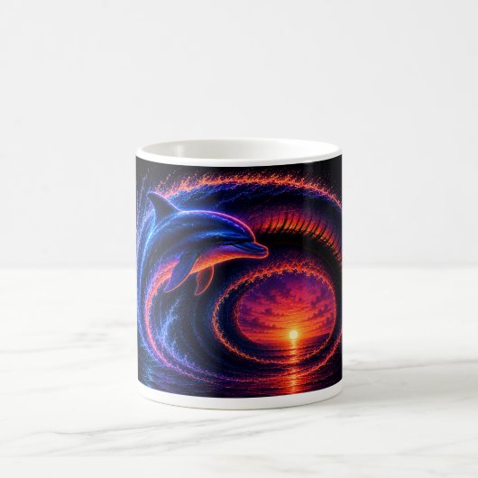 Mug Dauphin de l'océan au coucher du soleil (Centre)