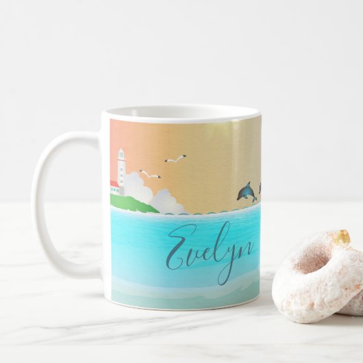 Mug Dauphin de plage (Avec donut)