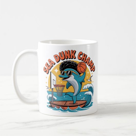 Mug Dauphin Drôle Dunk Afro Basket-ball (Gauche)