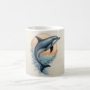 Mug Dauphin Élégant au Coucher du Soleil