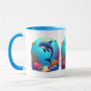 Mug Dauphin géant dans le récif corallien vibrant