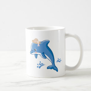 Mug Dauphin portant un casquette de paille avec eau st