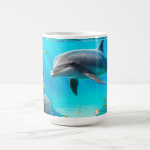 Mug Dauphin sous-marin coloré tropical/hawaïen