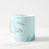 Mug Dauphins argentés Vague Côtière Votre nom (Devant gauche)