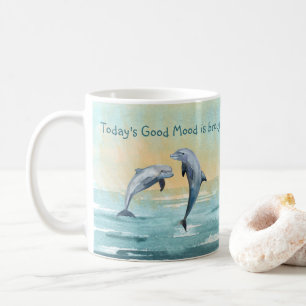 Mug Dauphins Leap Water Aquarelle Nom personnalisé Dit