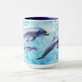 Mug Dauphins personnalisés mignons d'aquarelle (Centre)