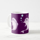 Mug Dauphins pourpres mignons personnalisés (Devant gauche)