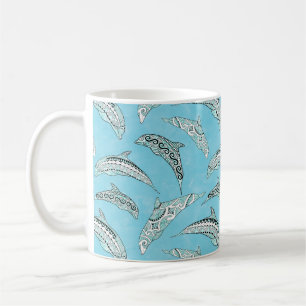 Mug Dauphins tribaux hawaïens bleu clair