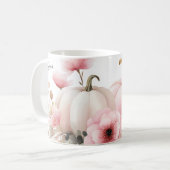 Mug d'automne avec Citrouilles roses et fleurs (Devant gauche)