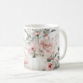 Mug d'automne avec Citrouilles roses et fleurs (Devant droit)