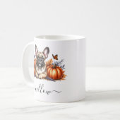 Mug d'automne de Bulldog français avec nom personn (Devant gauche)