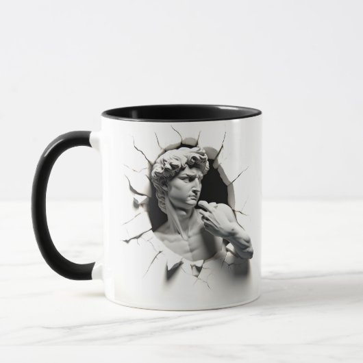 Mug David 3D de Michelangelo regarde hors du trou (Gauche)