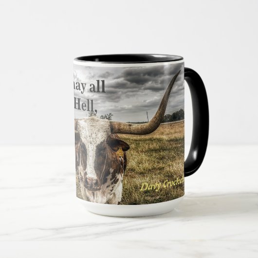 Mug Davy Crockett Citation Sur L'Enfer Et Le Texas (Devant droit)
