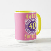 Mug de anniversaire avec âge, nom et date (Devant droit)