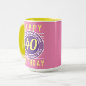 Mug de anniversaire avec âge, nom et date (Devant gauche)