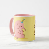 Mug de anniversaire éléphant rose mignon – Cadeau  (Devant gauche)