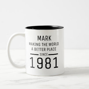 Mug de anniversaire personnalisé avec nom et année