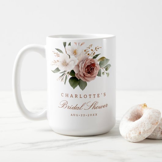 Mug de Baby Shower Floral d'Automne – Cadeau Perso (Avec donut)