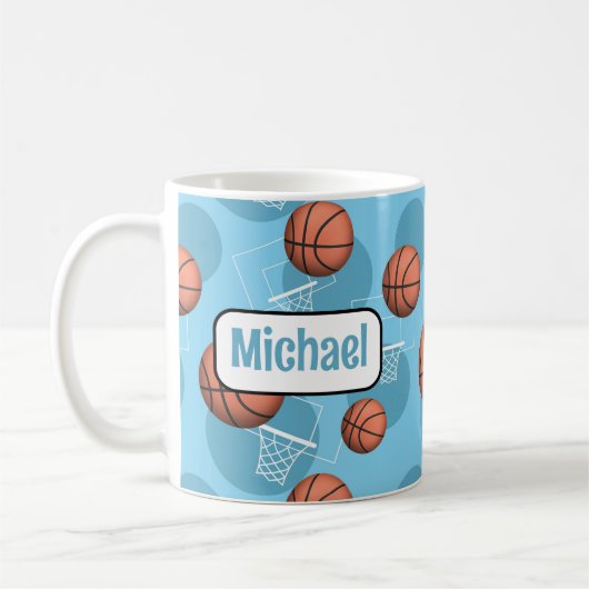 Mug de basketball bleu clair personnalisé (Gauche)