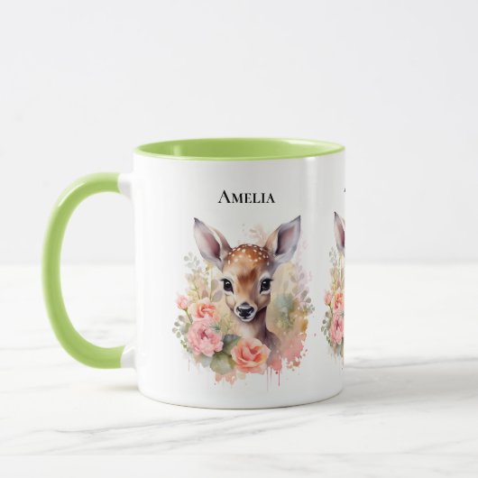 Mug De Beaux Cerfs Entourés De Roses (Gauche)