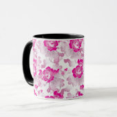 Mug De belles roses roses roses dans une florale inspi (Devant gauche)