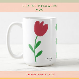 Mug De Belles Tulipes Rouges Au-Dessus Du Blanc