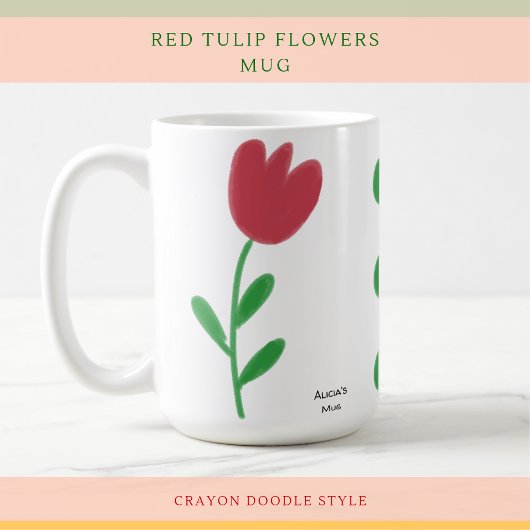 Mug De Belles Tulipes Rouges Au-Dessus Du Blanc