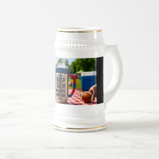 Mug de bière allemande 22oz gris/bleu classique