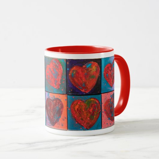 Mug de boisson "Coeurs rouges" (Devant droit)