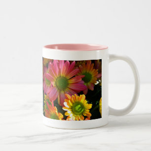 Mug de boisson Fleurs d'automne rose et jaune