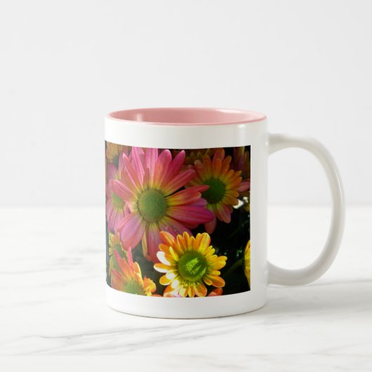 Mug de boisson Fleurs d'automne rose et jaune (Droit)