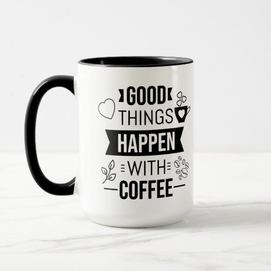 Mug De bonnes choses arrivent avec un café (Gauche)