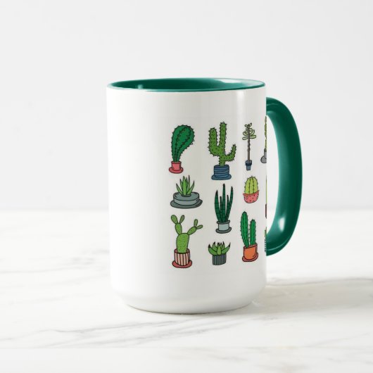 Mug de cactus illustré (Devant droit)