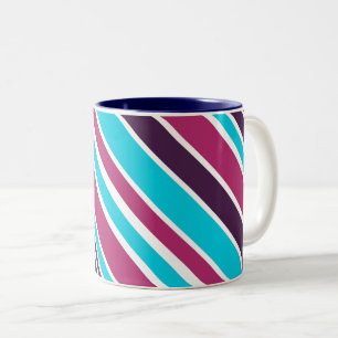 Mug De Café À Deux Tons À Rayures De Violet Rose E