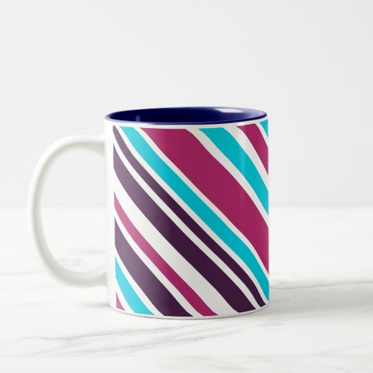 Mug De Café À Deux Tons À Rayures De Violet Rose E (Gauche)