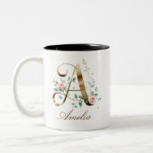 Mug de café à deux tons avec initiale florale en o (Gauche)