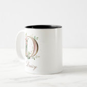 Mug de café à deux tons avec initiale florale en o (Devant gauche)