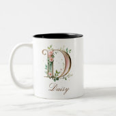 Mug de café à deux tons avec initiale florale en o (Gauche)
