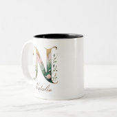 Mug de café à deux tons avec initiale florale en o (Devant gauche)