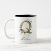 Mug de café à deux tons avec initiale florale en o (Gauche)
