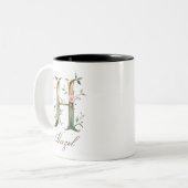 Mug de café à deux tons avec initiale florale en o (Devant gauche)