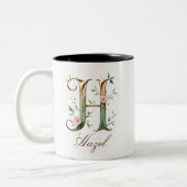 Mug de café à deux tons avec initiale florale en o (Gauche)