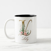 Mug de café à deux tons avec initiale florale en o (Gauche)