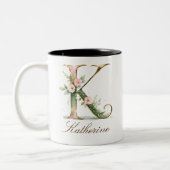 Mug de café à deux tons avec initiale florale en o (Gauche)