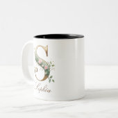 Mug de café à deux tons avec initiale florale en o (Devant gauche)