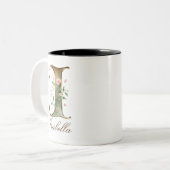 Mug de café à deux tons avec initiale florale en o (Devant gauche)