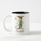Mug de café à deux tons avec initiale florale en o (Gauche)