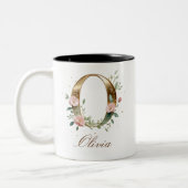 Mug de café à deux tons avec initiale florale en o (Gauche)
